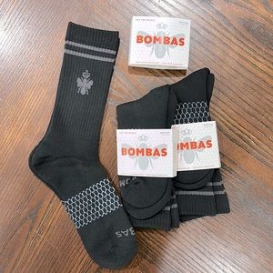 Bombas 3pk Black Calf Length Socks Sz Medium